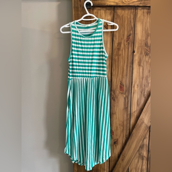 Green & White Stripe A-Line Dress - Picture 3 of 3